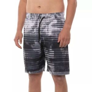 Under Armour Men's Scribble Stripe Black and Gray Swim Shorts XL